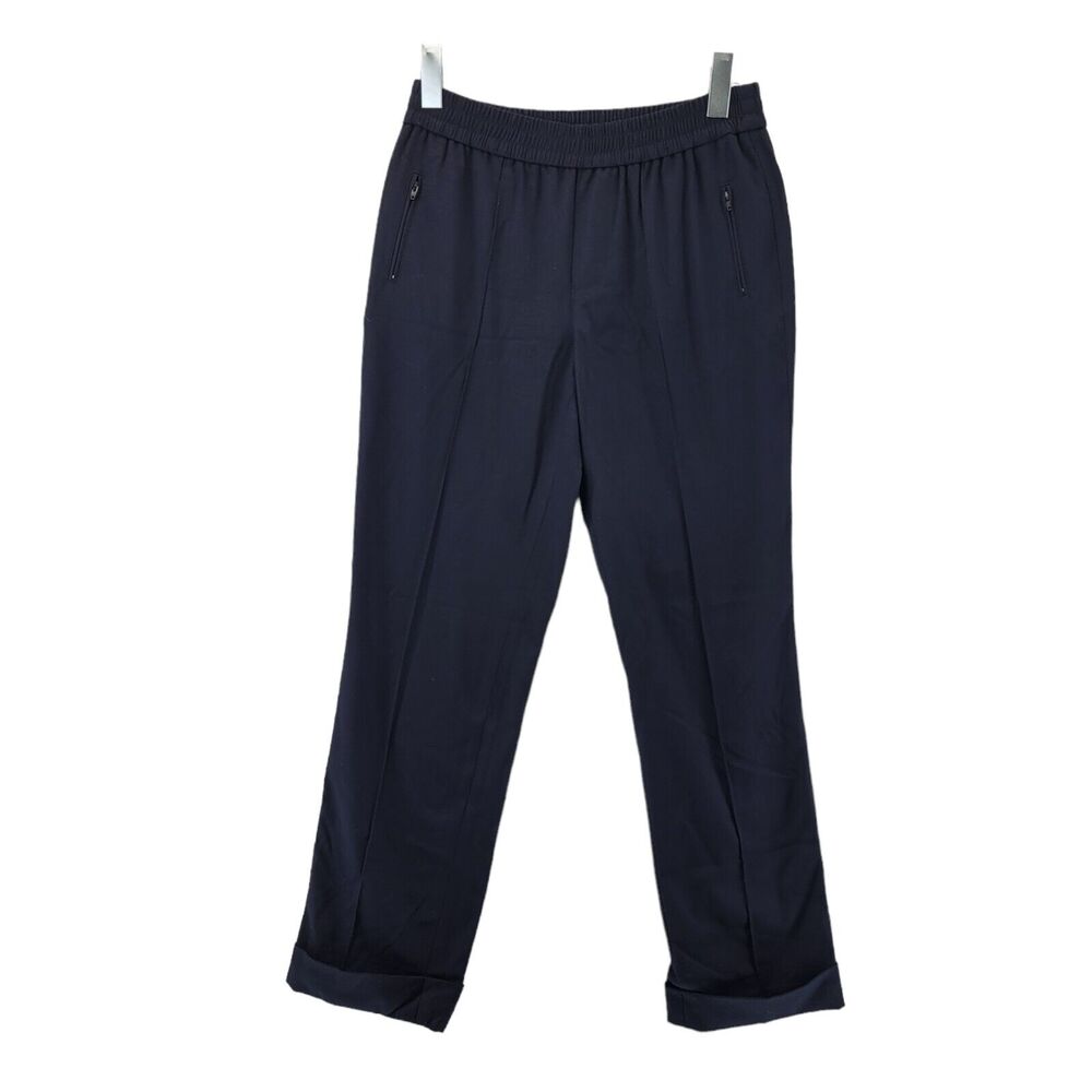 ATM Women's Straight Leg Pull On Ankle Dress Pants Navy Blue Size 6
